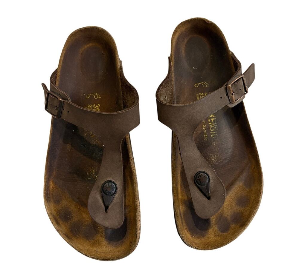 Birkenstock Gizeh Brown Leather Thong Toe Post Sandals EU 39 Women's 8 Mens 6